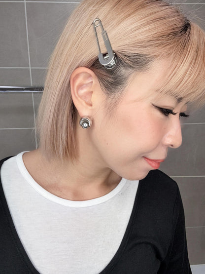 Polished dome orb stub earrings #ass009