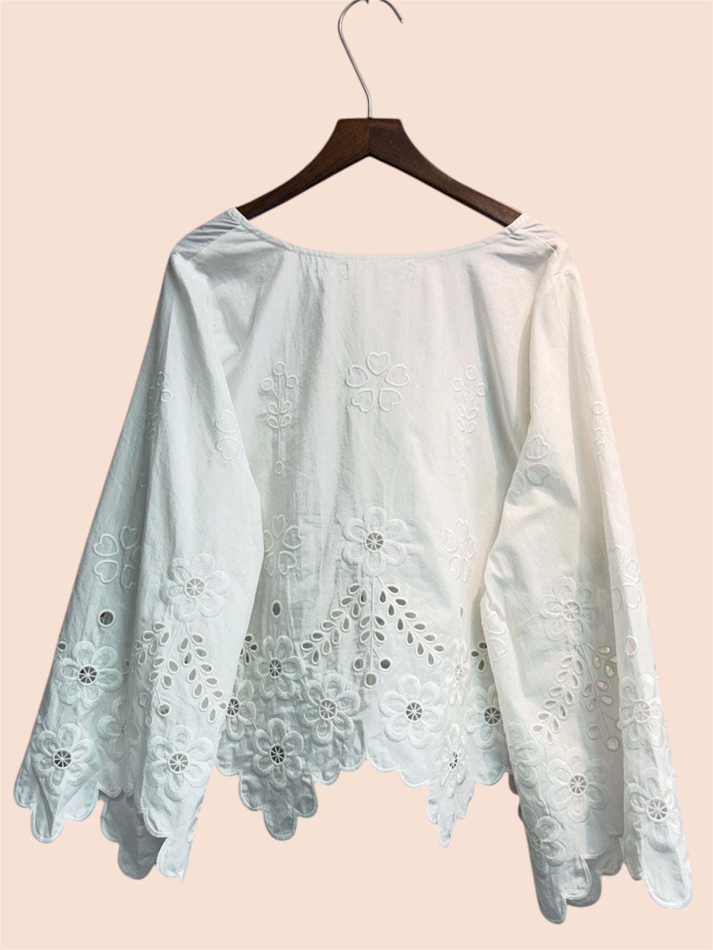 Embroidery lace hem shirt #00509