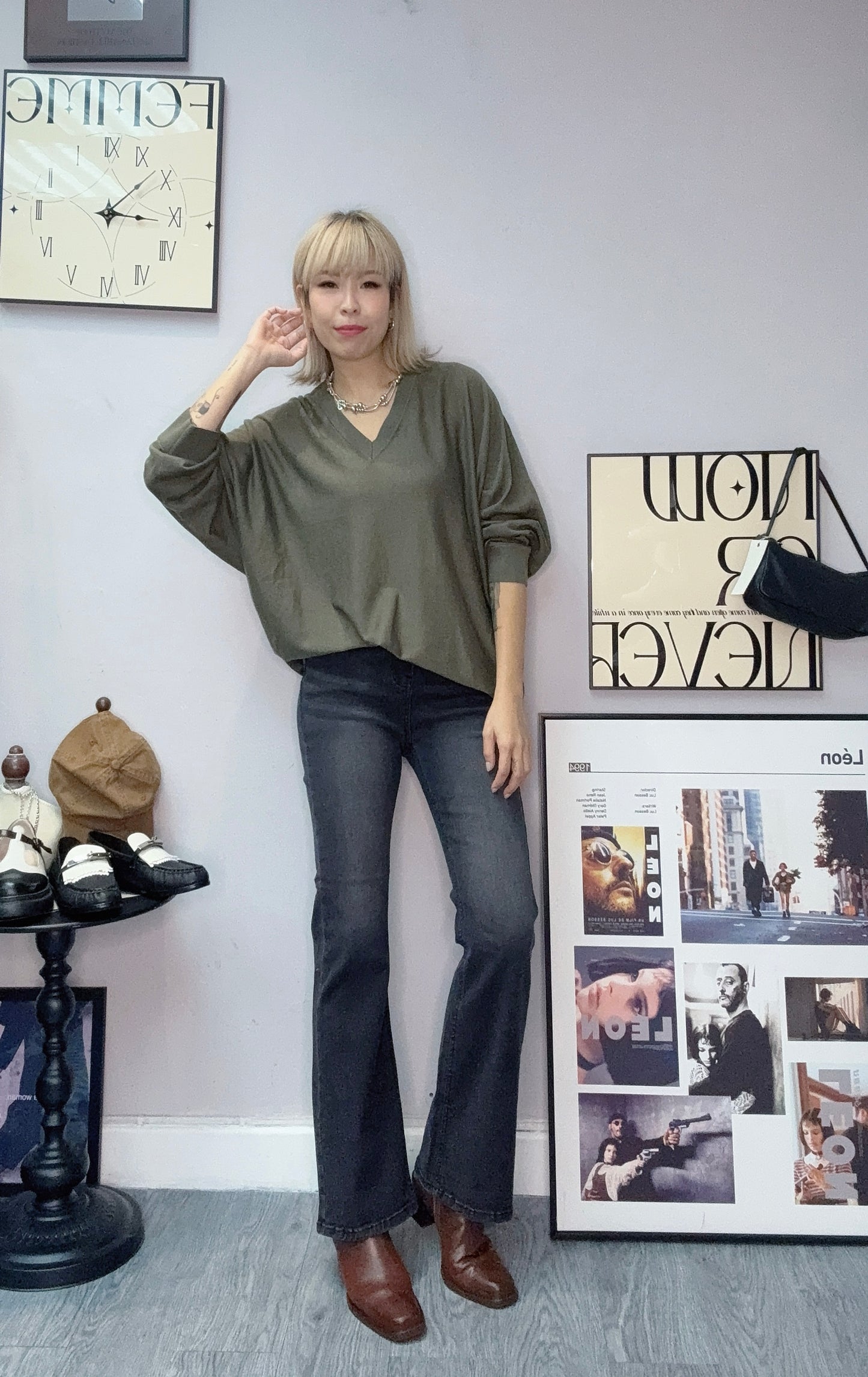 V neck loose knit #00230