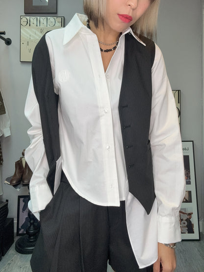 Stripe  X shirt vest blazer