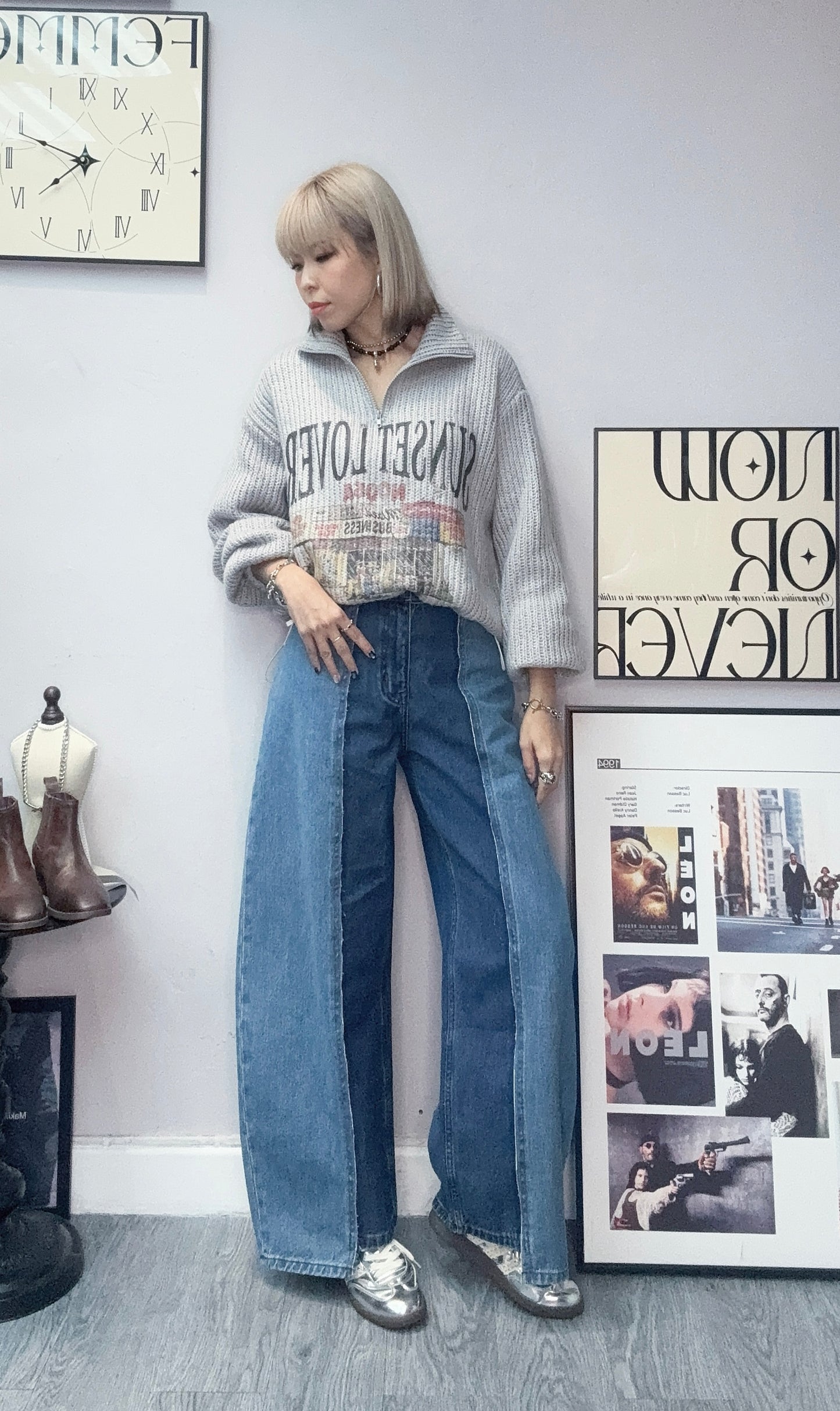 Two tone jeans #00076