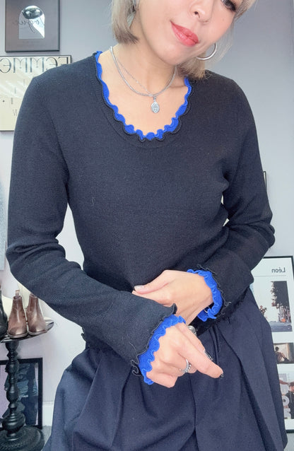 Double collar knit top #00083