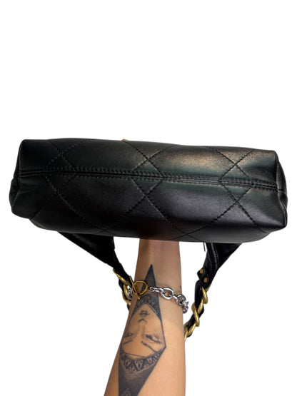 Gold chain handle leather bag