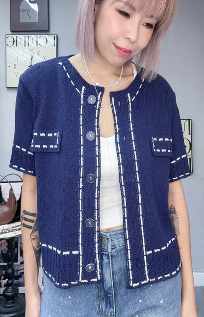 Weaving line knitted cardigan #00816
