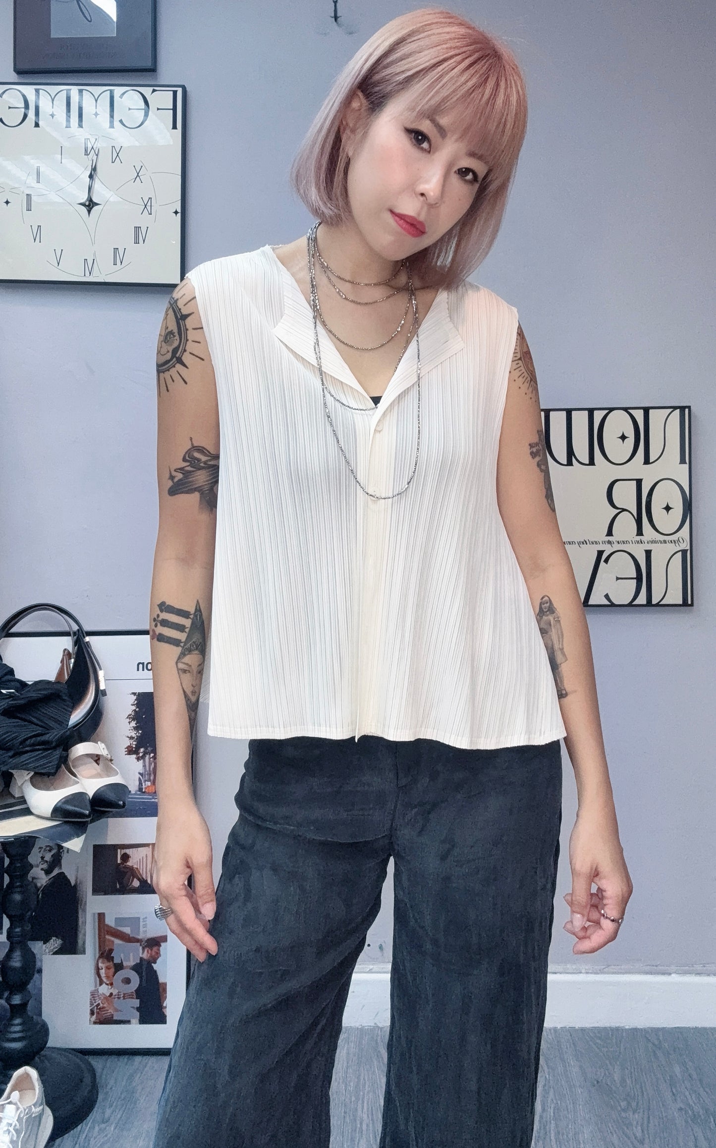 Rib sleeveless top #00831