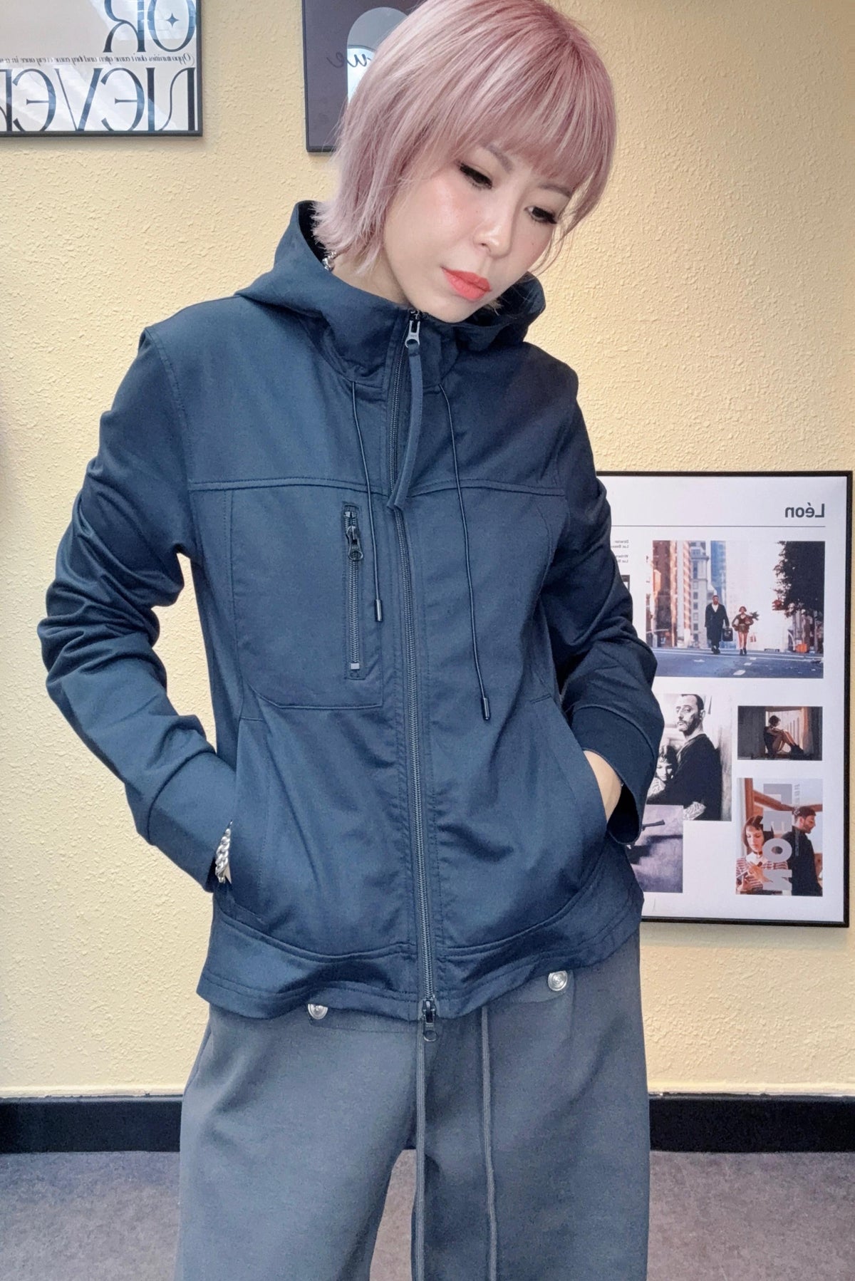 With hat black zip outer #00879