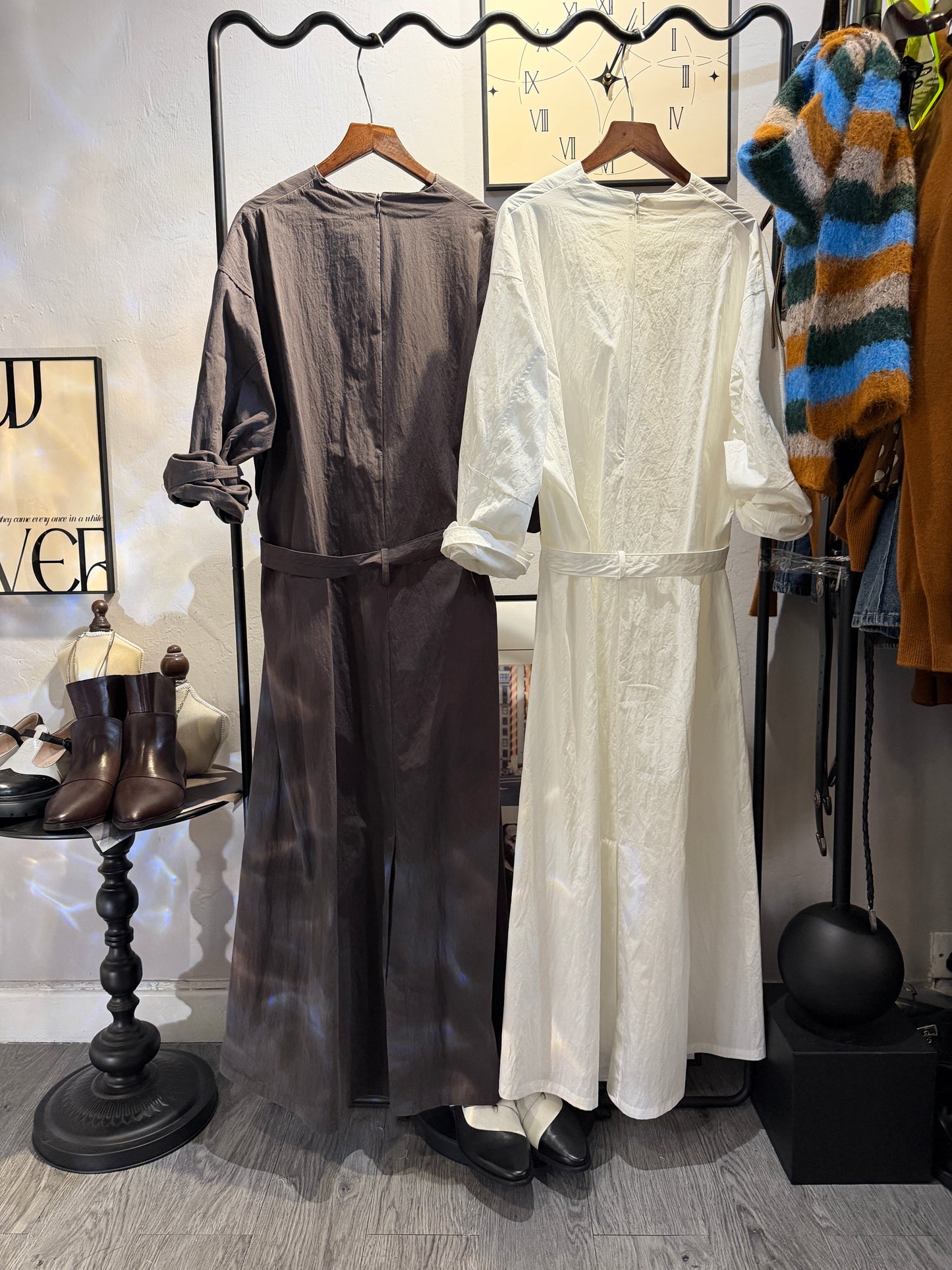 (-50%off)Puff long sleeve front tie dress