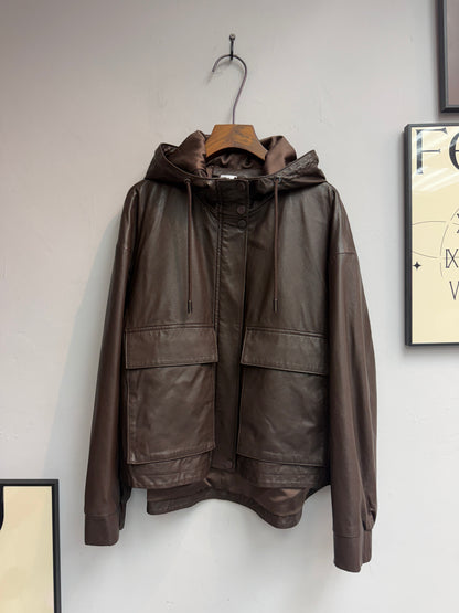 2-pockets leather jacket