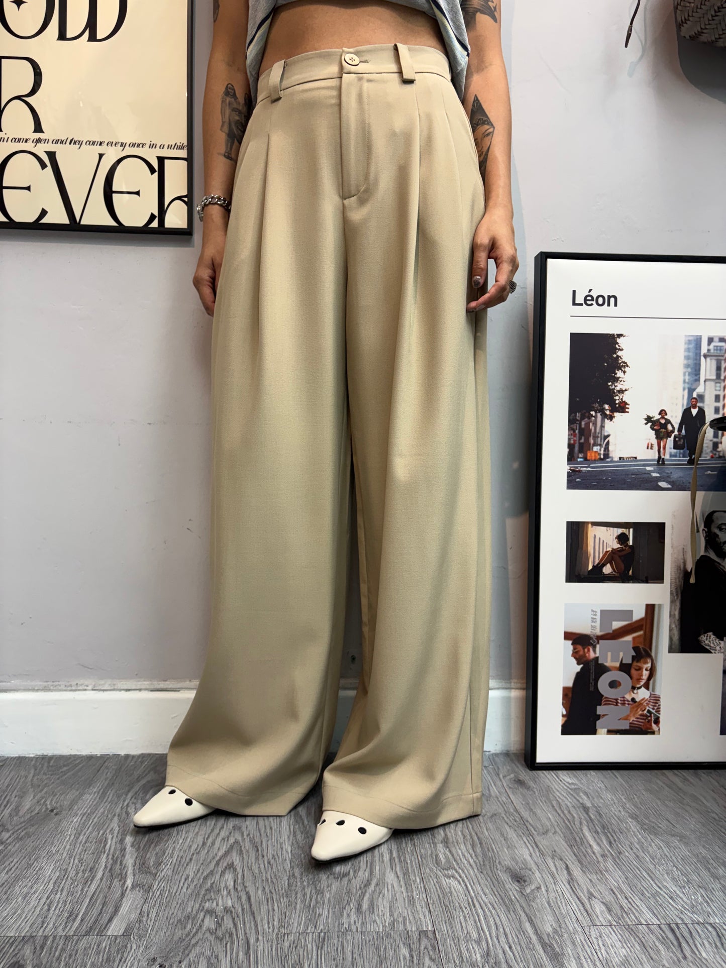 With lace scarf trousers#00644