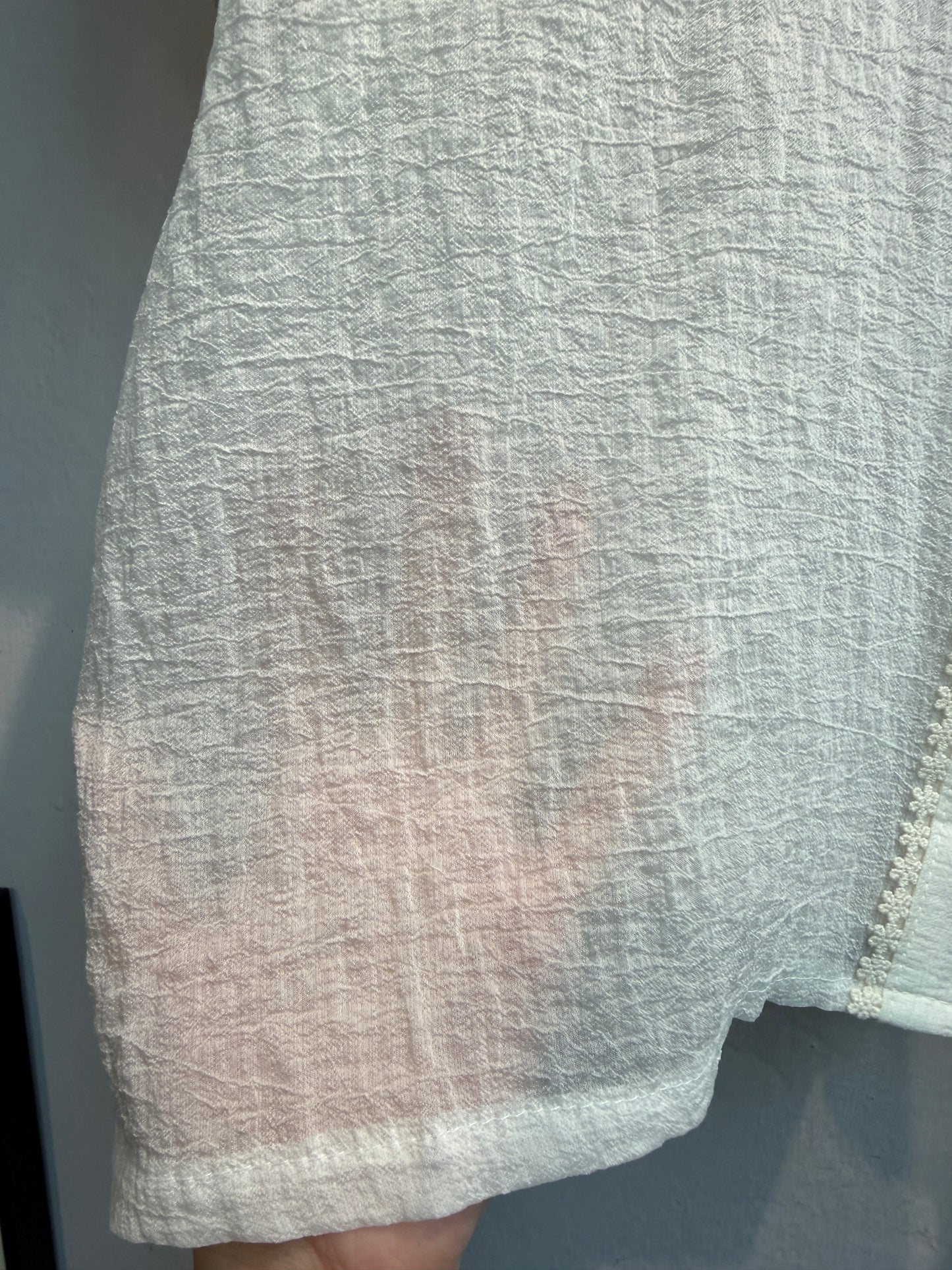 (-20%)puff sleeves embossed shirt #00657