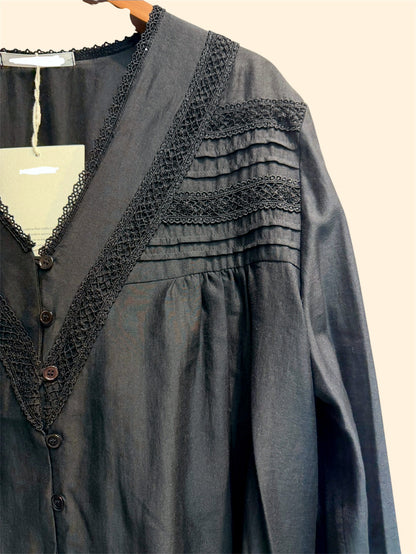 V neck lace front buttons blouse #00319
