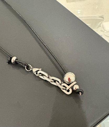 Bean chain black cord necklace