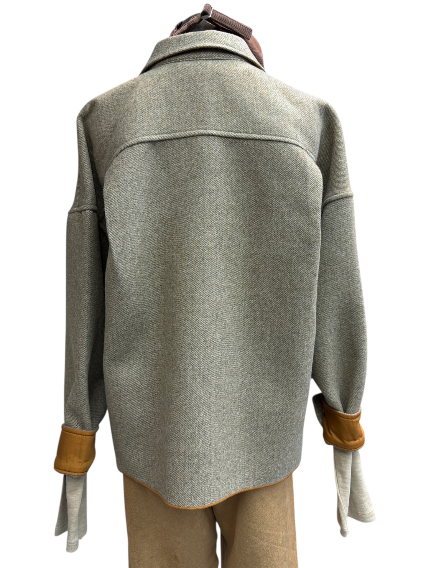 Shirt collar wool zip jacket #00030