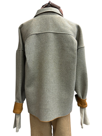 Shirt collar wool zip jacket #00030