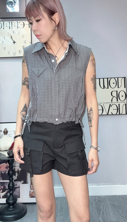 Mini checked vest shirt #00580