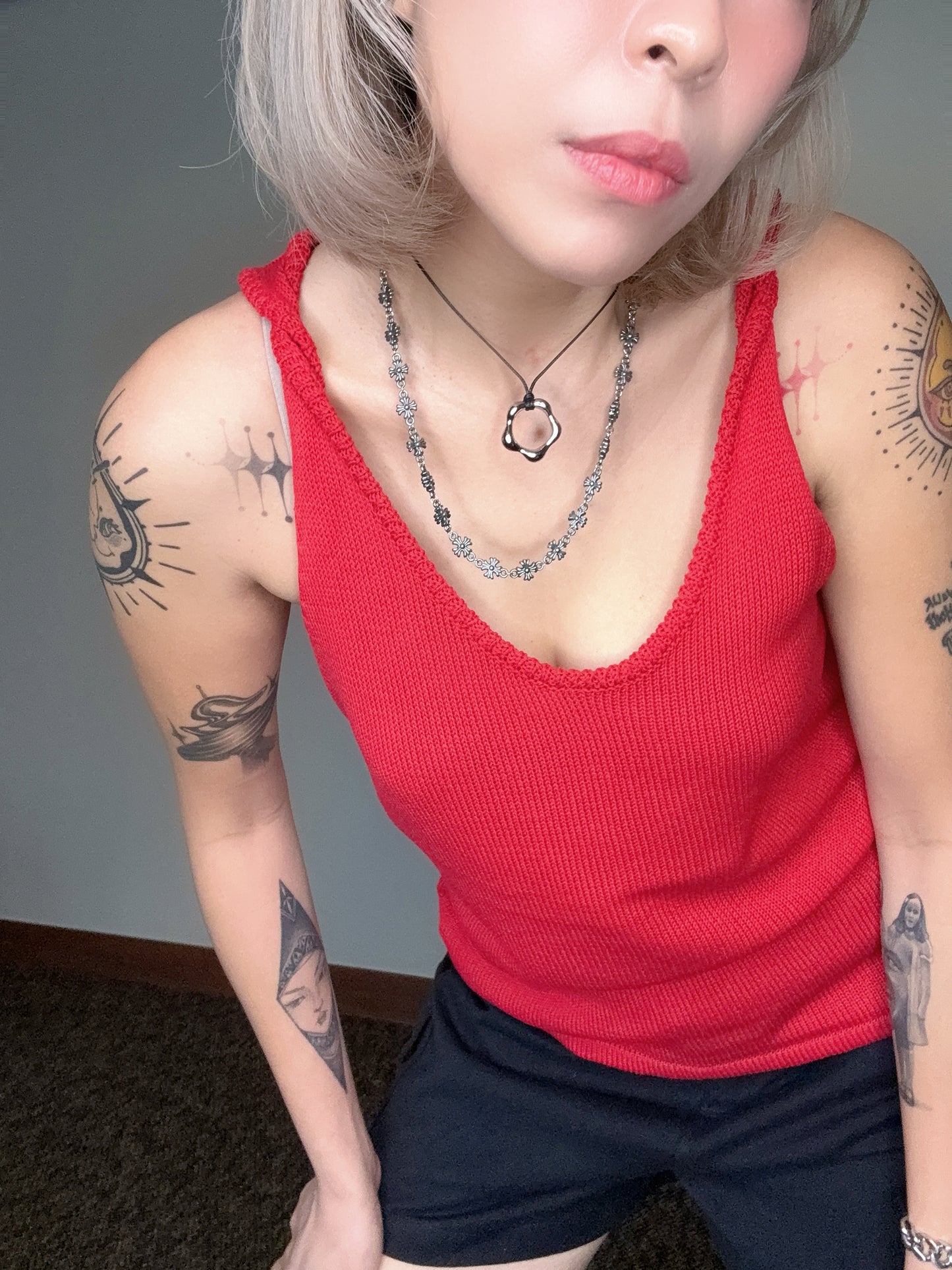 Knots shoulder knit tank top #00529