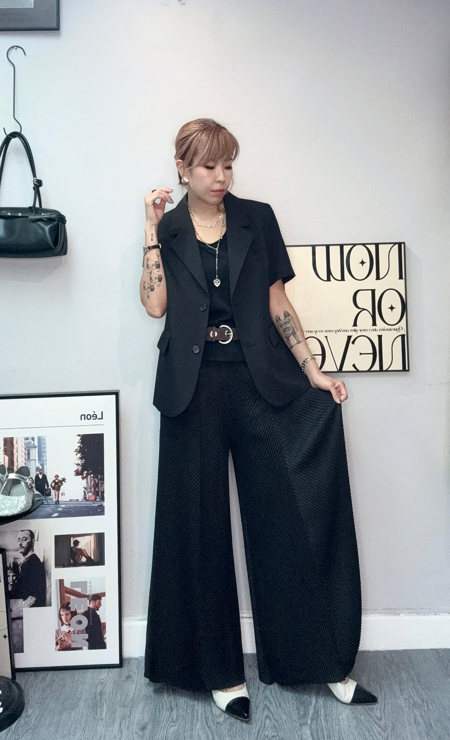 Front pockets short sleeves blazer #00710