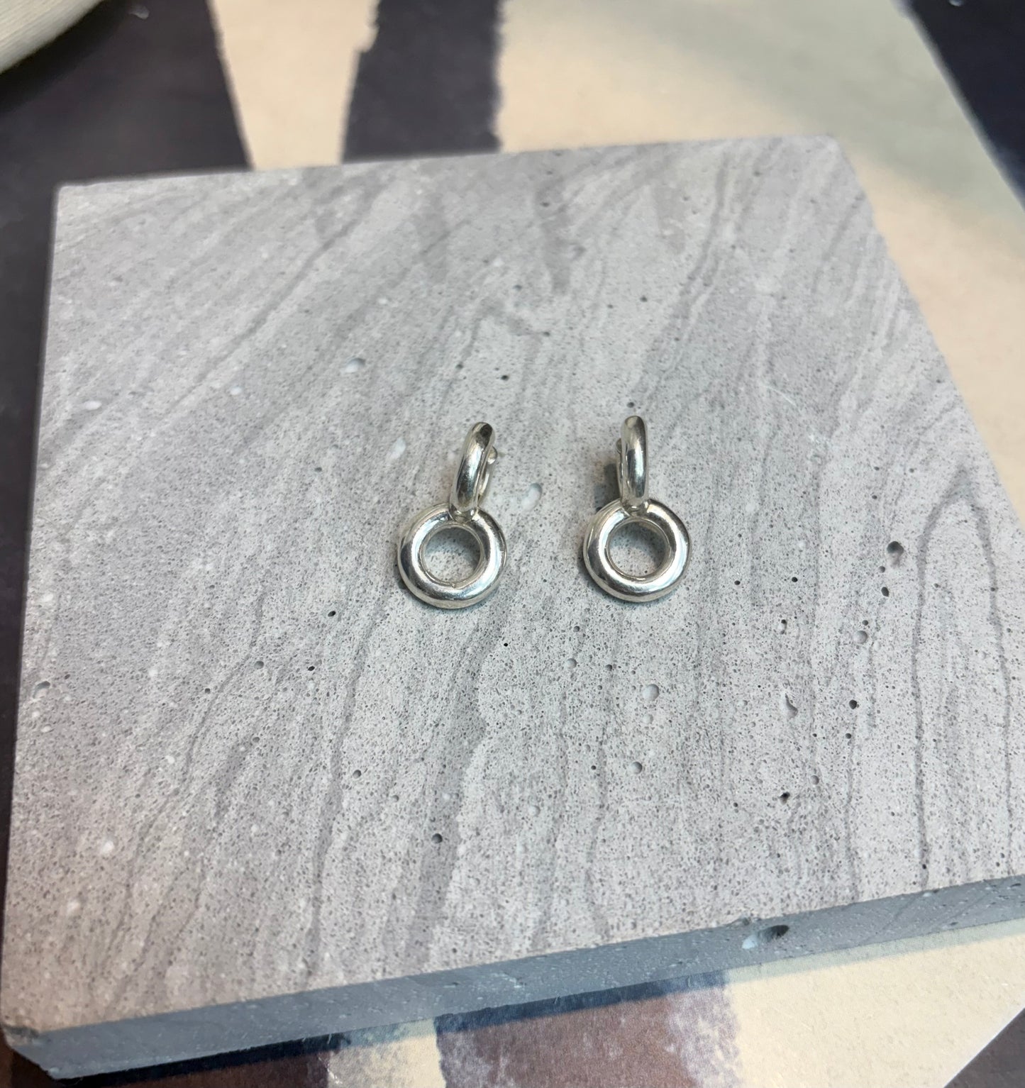 925 silver double circle earrings
