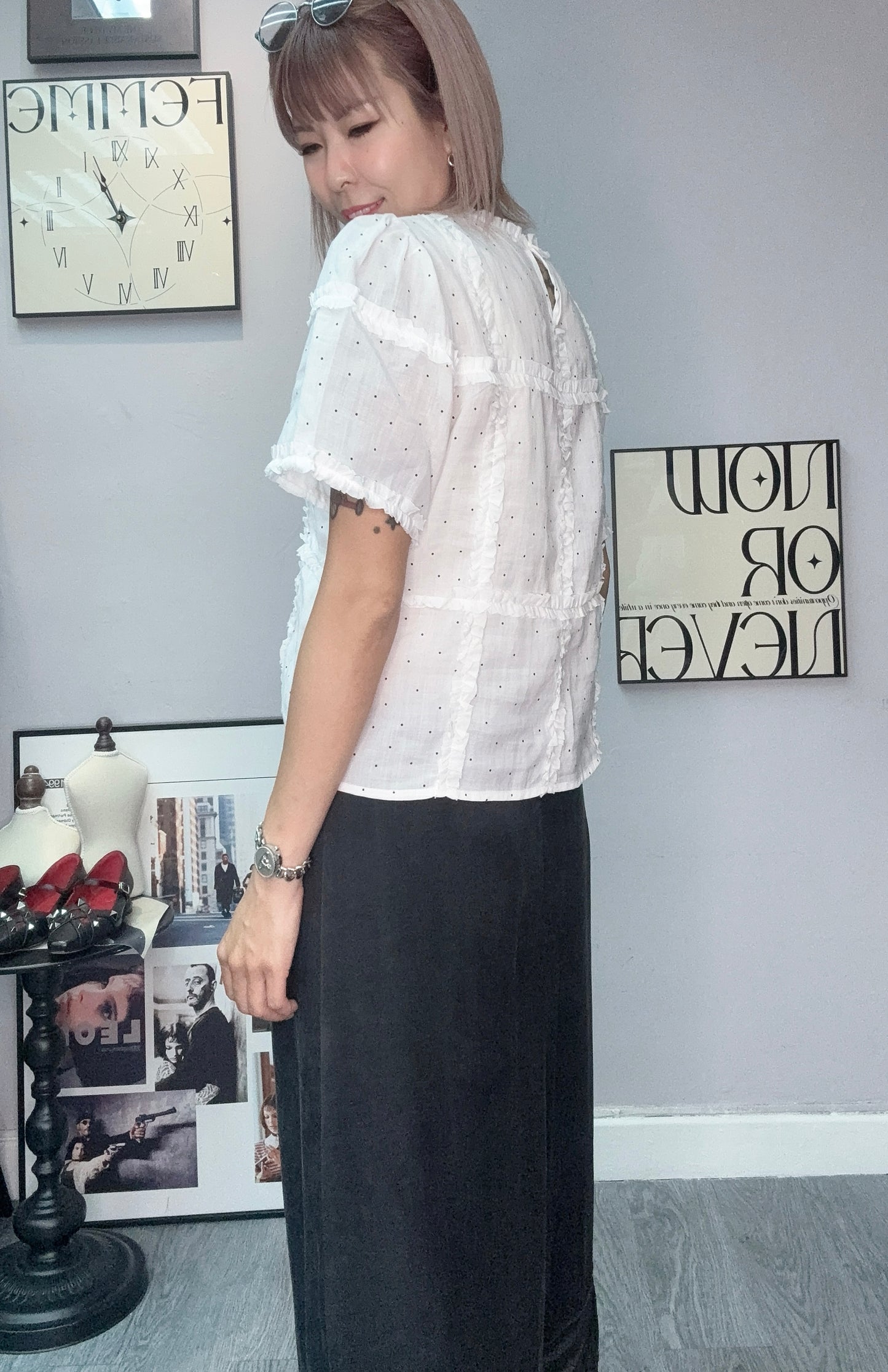 Ruffle dot blouse #00578