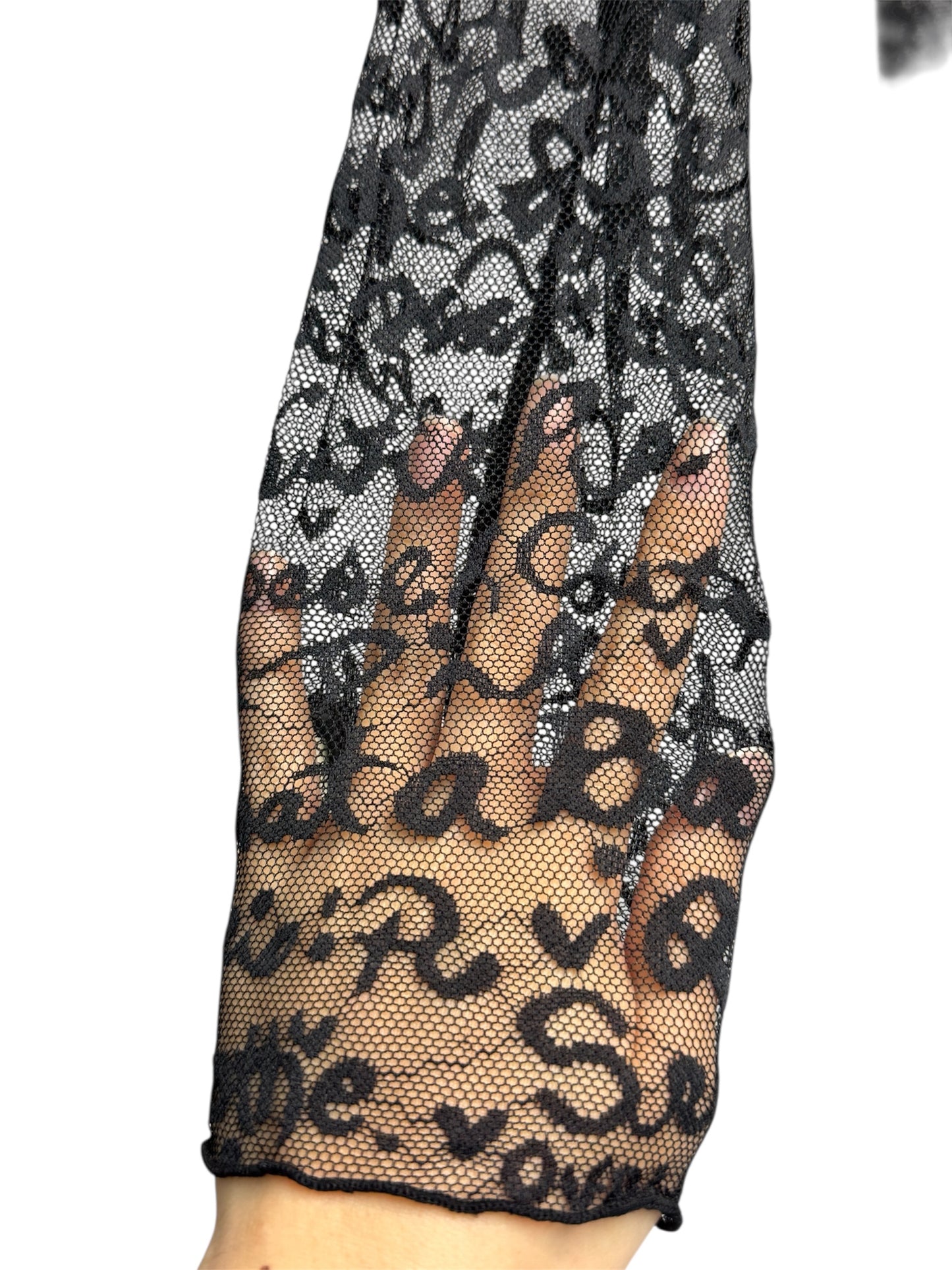 Words lace see through top