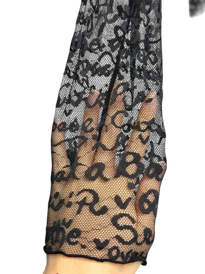 Words lace see through top