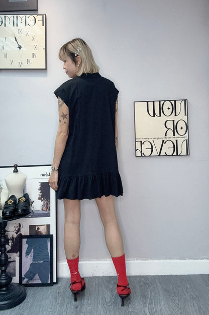 Front ruffle short dress #00380