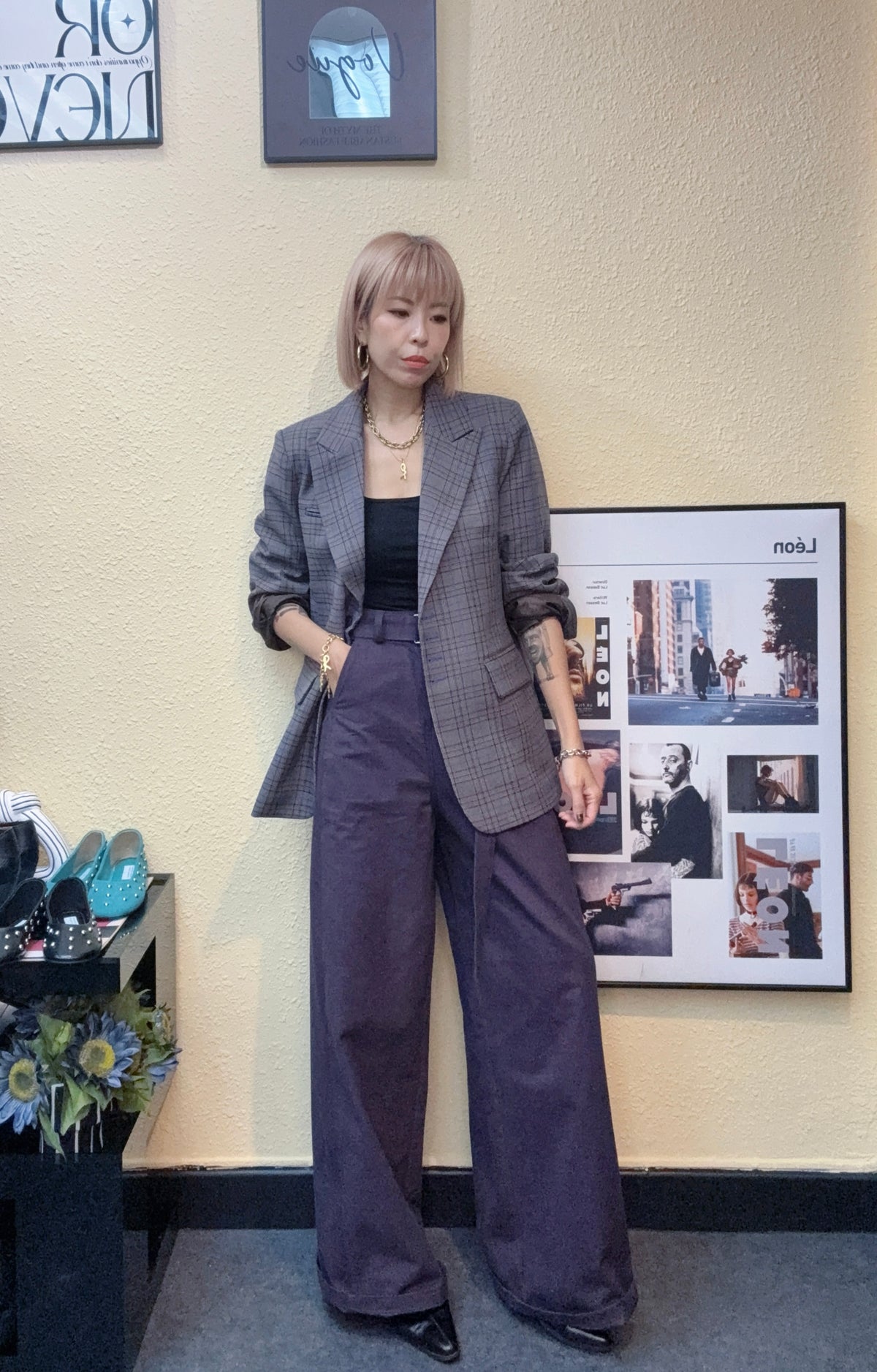 Checkered blazer #00971