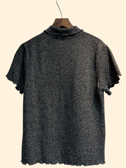 Gold buttons full lace polo top #00198