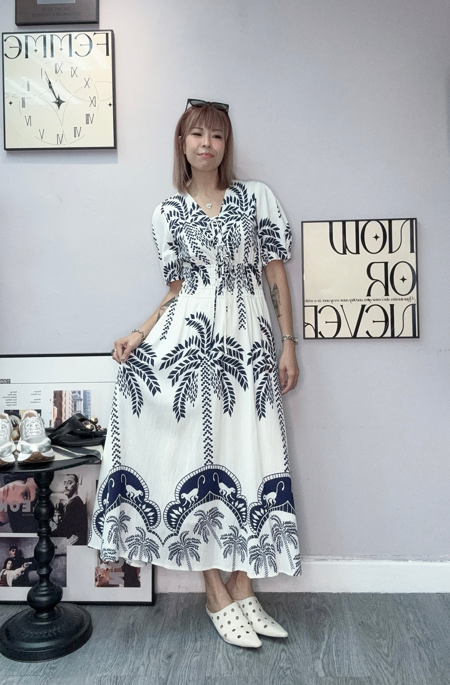 Coconut tree pattern dress #00609