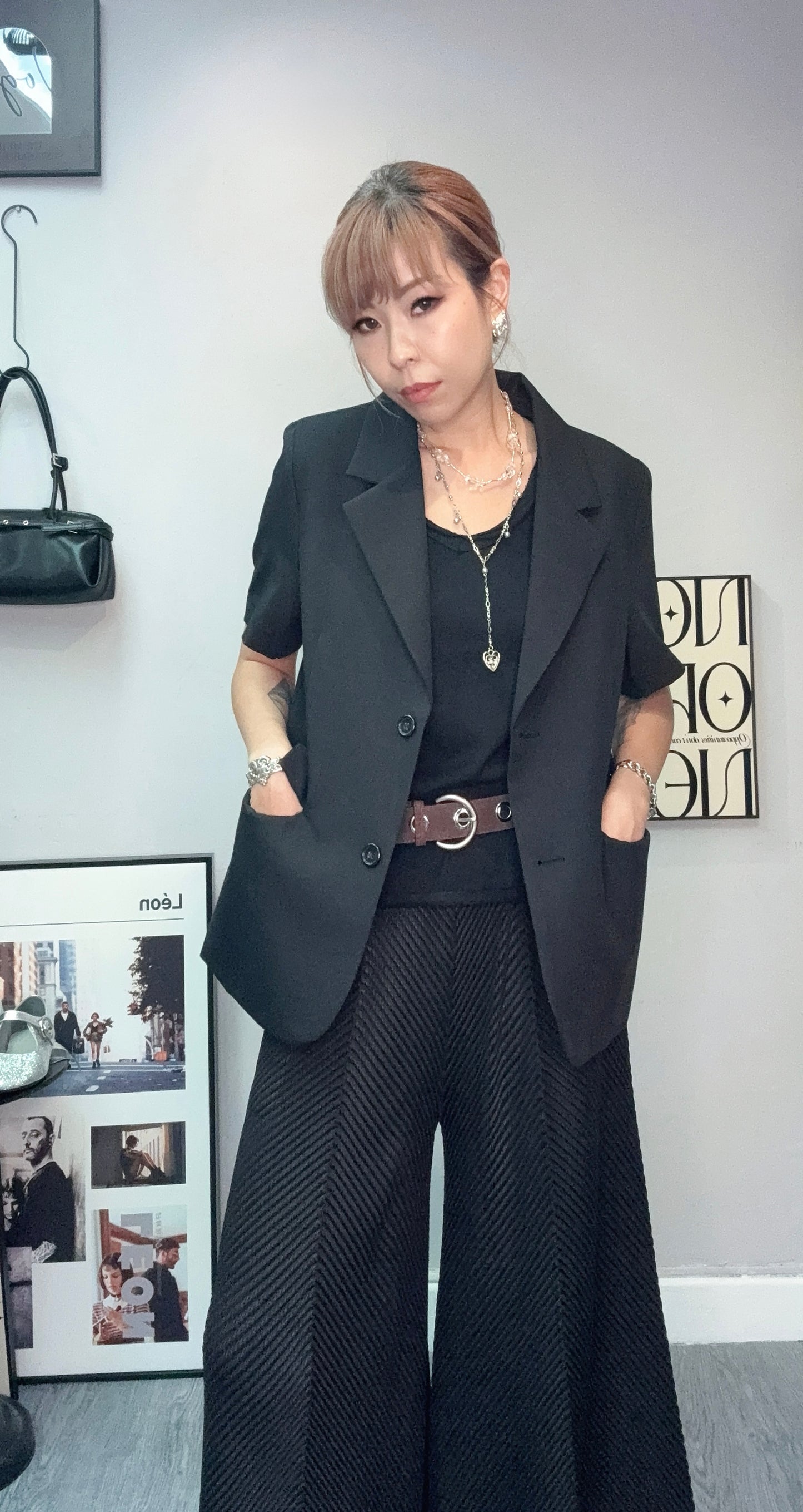 Front pockets short sleeves blazer #00710