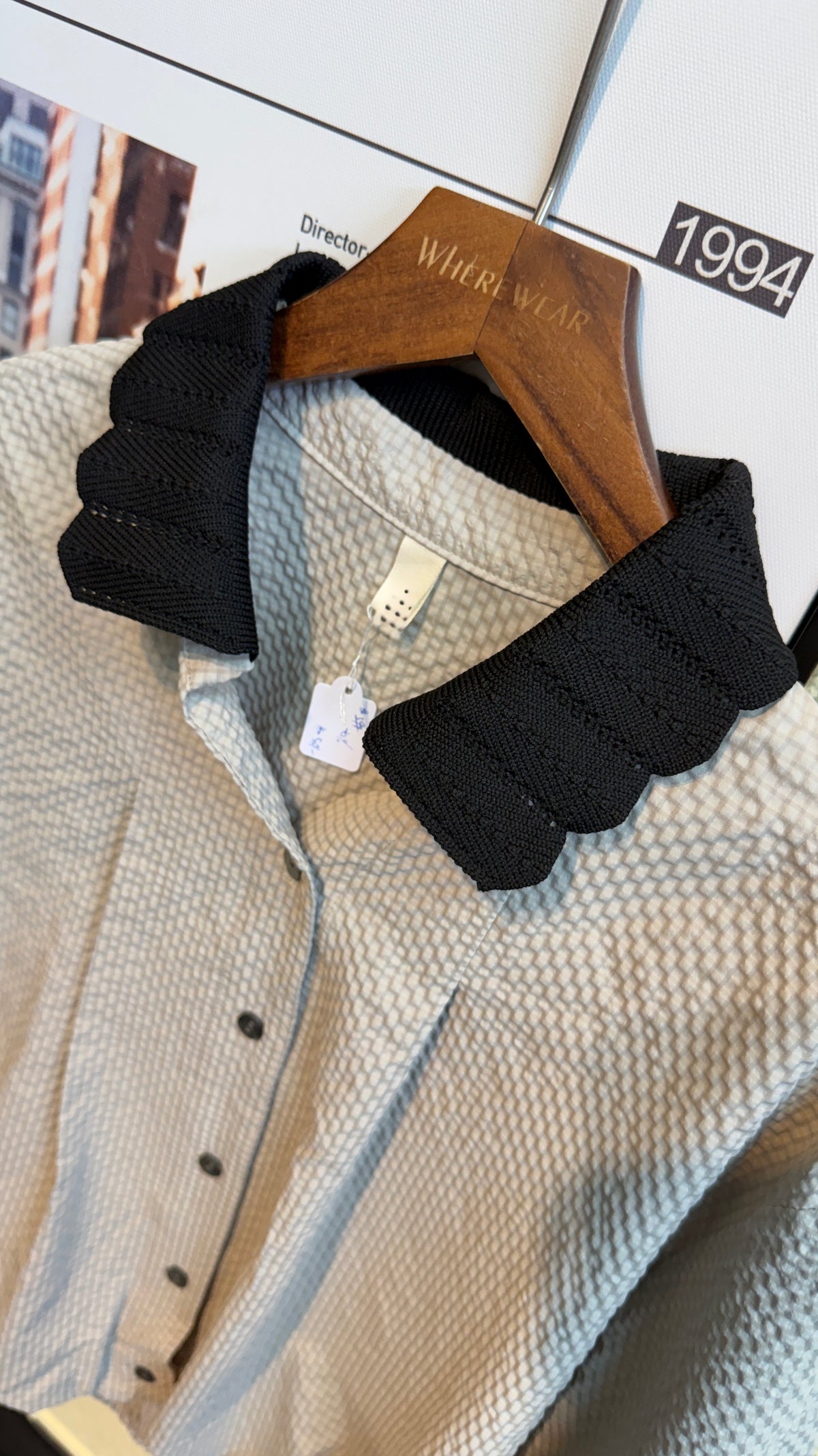 Embossed middle sleeves shirt #00918