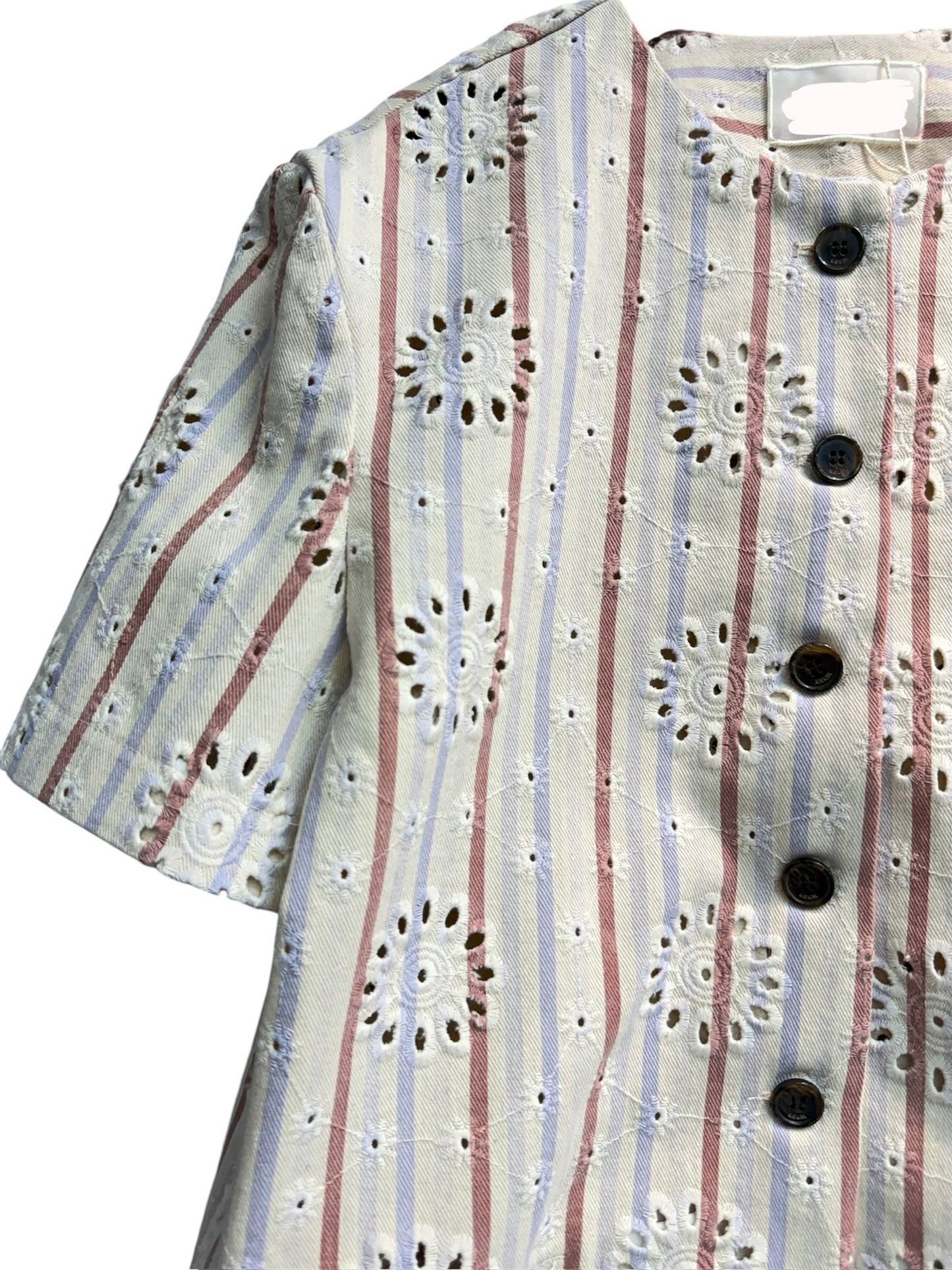 Embroidery stripe short sleeves outer #00579