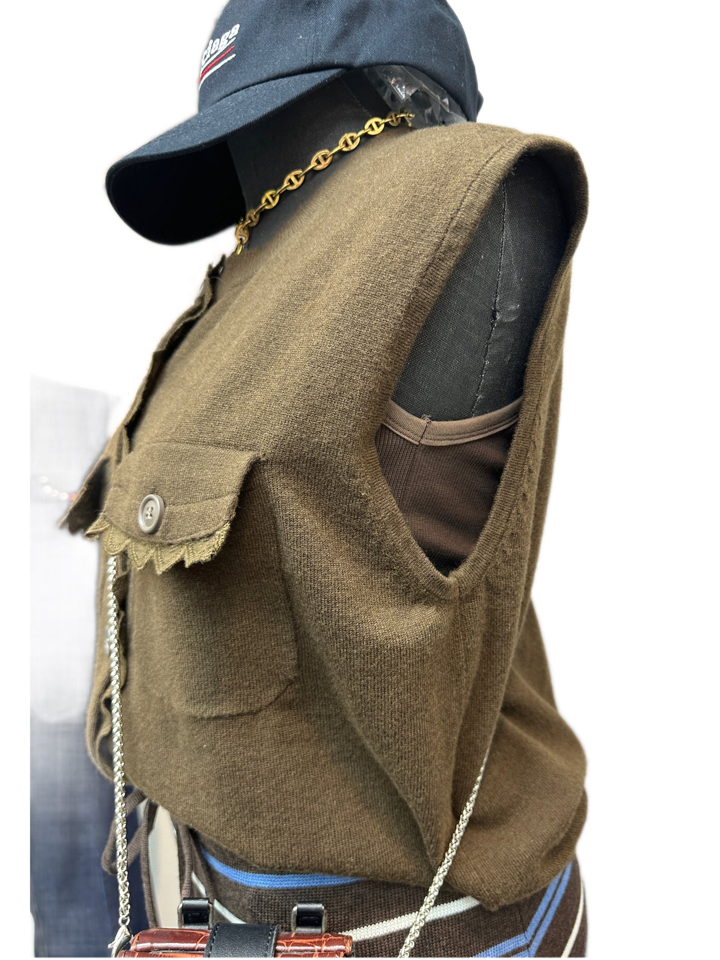 (-30%off)Embroidery lace knit vest