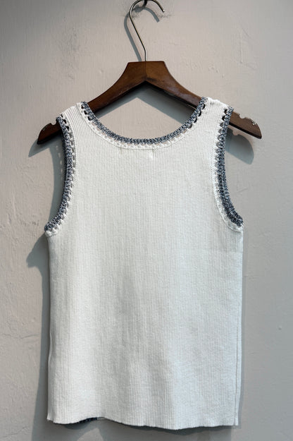 Tweed collar knit tank #00664