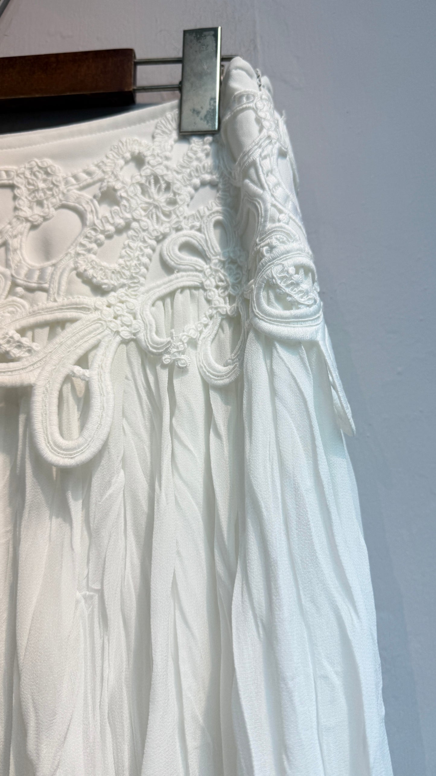Embroidery waist chiffon skirt #00689