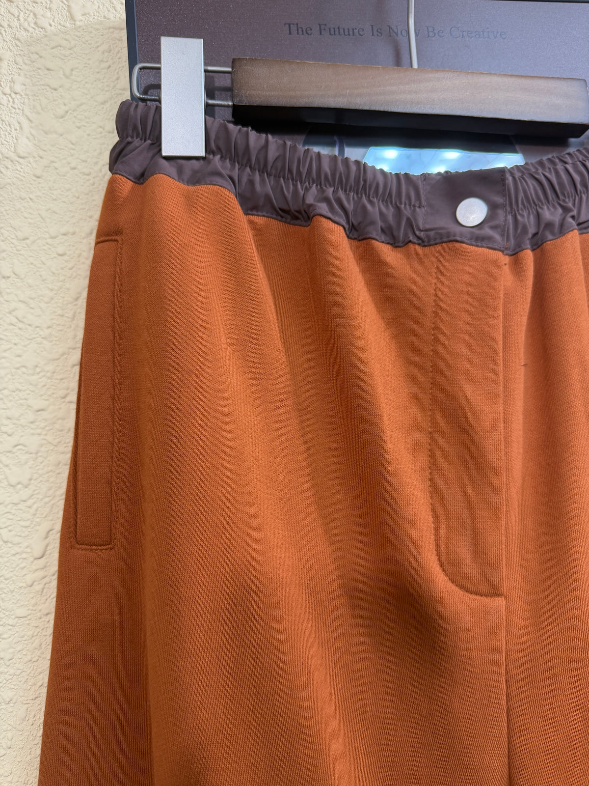 Two tone waist cotton pants #01047