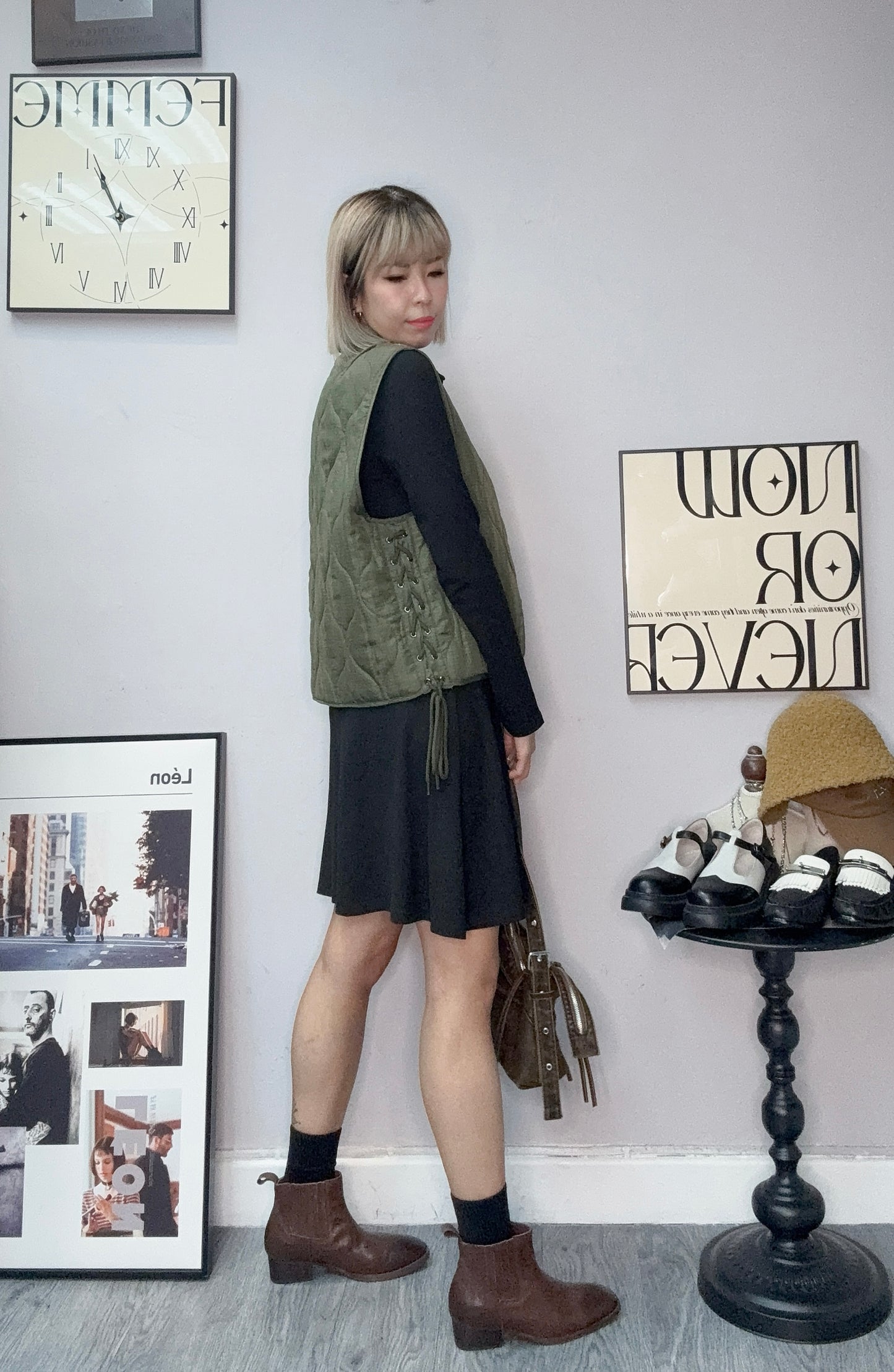 Thin quilted vest jacket #00169