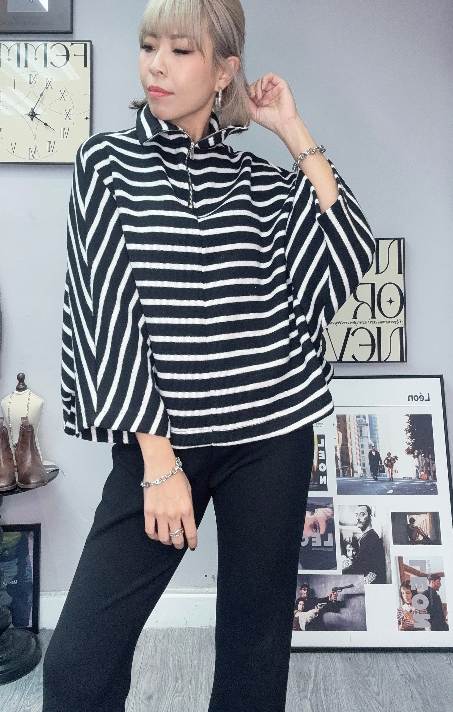 Batwing stripe top #00089