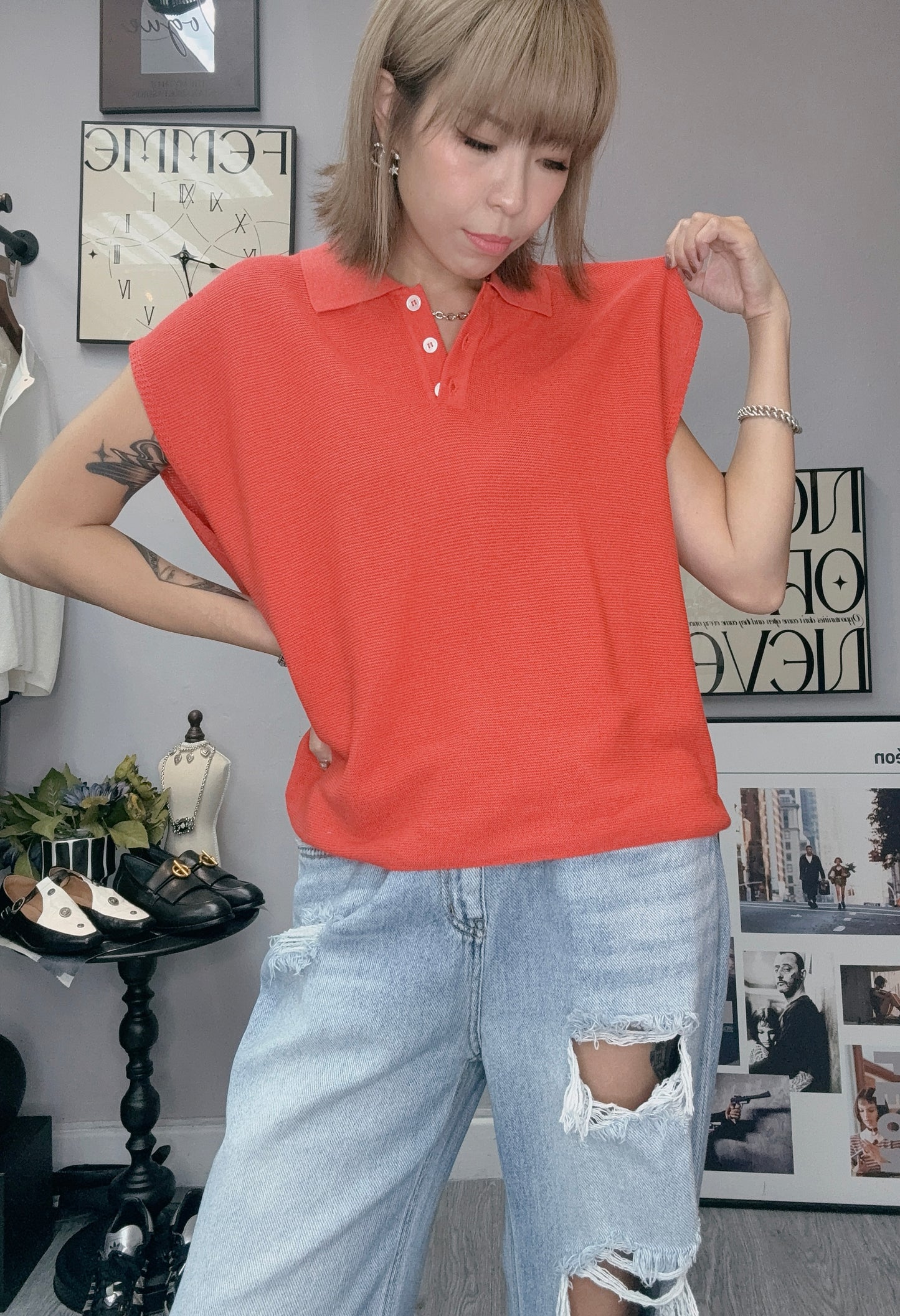 (-30%off)Polo Knitted top