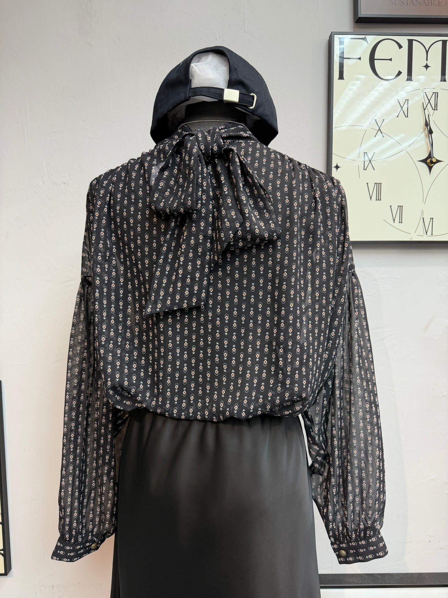 (-30%)Mini pattern chiffon blouse #00834