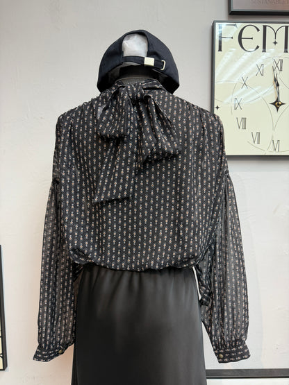 (-30%)Mini pattern chiffon blouse #00834