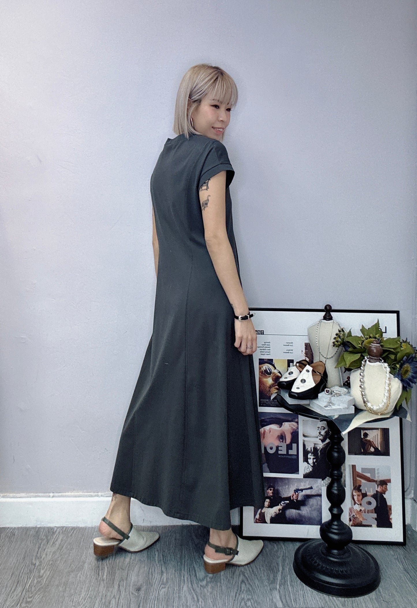 A line cotton dress (not included belt)