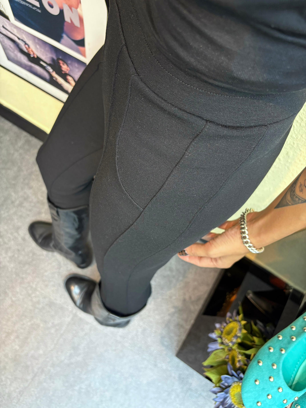 Side white words tight pants#00966