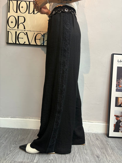 Side embroidery pants #00766