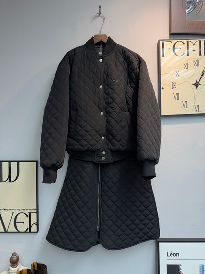 quilted jacket x skirt set