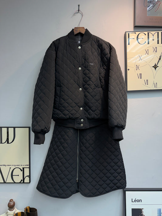 quilted jacket x skirt set