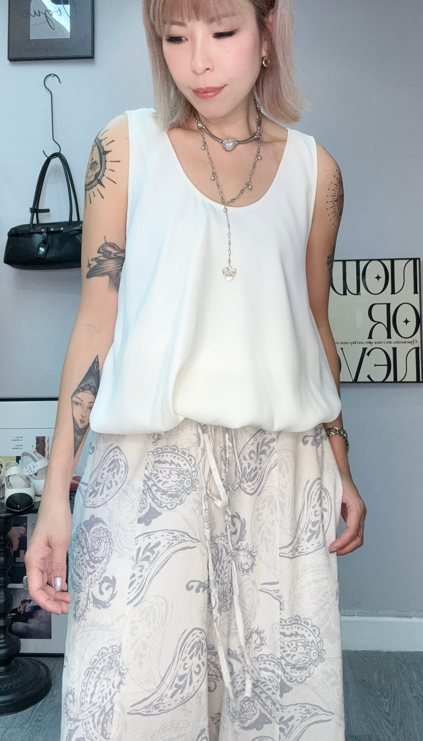 Puff hem plain tank#00658