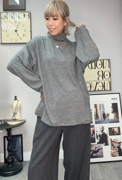 turtleneck wool loose cut tee #00048
