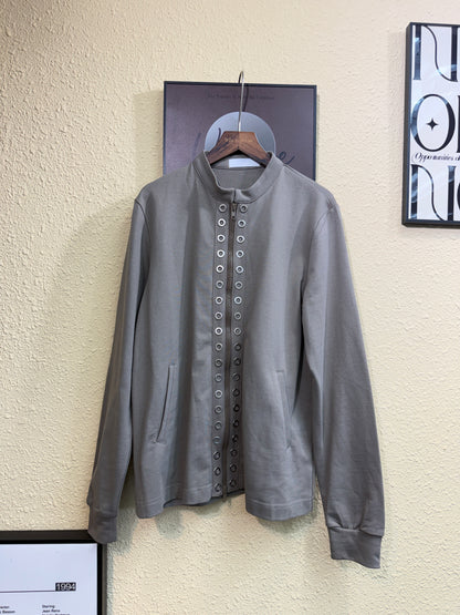Eyelet-detailed stand collar zip outer #01044