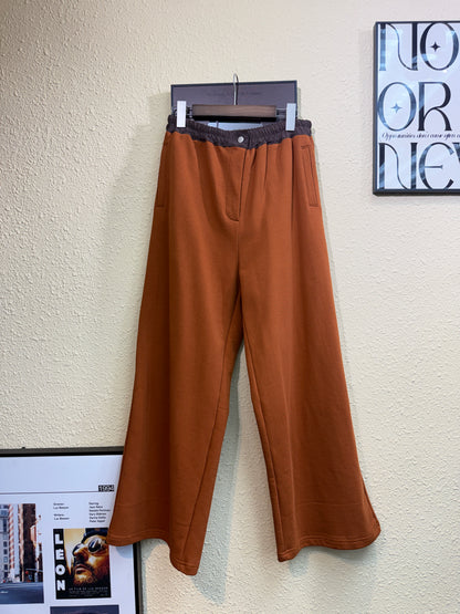 Two tone waist cotton pants #01047
